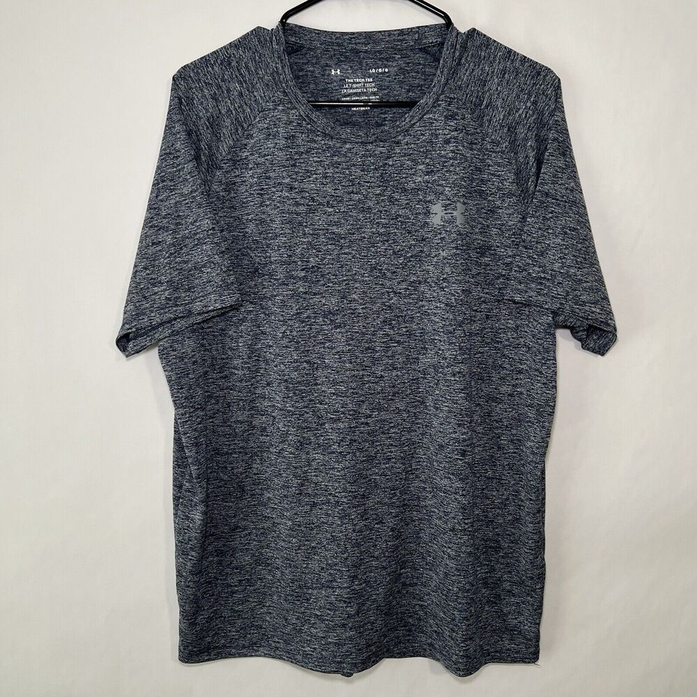 Under Armour The Tech Tee T Shirt Mens Size Large Blue Heather Heat Gear SS